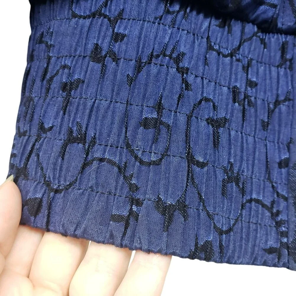 Vintage Nils Down Fill Ski Jacket Winter Coat Fur Trim Blue Jacquard Print Retro - Picture 6 of 16